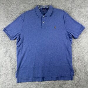 Polo Ralph Lauren Pima Soft Touch Polo Shirt Mens XL Blue Heather Short Sleeve